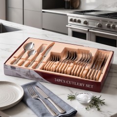 Coffret Ménagère 24 Pièces en Acier Inoxydable
