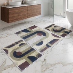 Set de 3 Tapis Salle de Bain Antidérapants - Marron