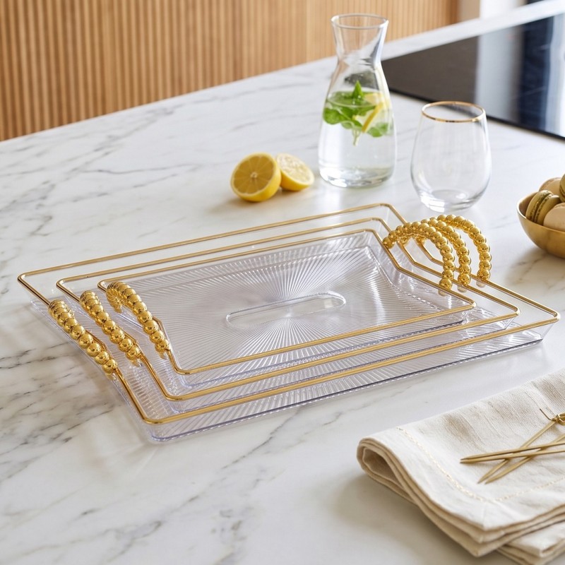 Set de 3 Plateaux Rectangulaires en Plexiglass Set de 3 Plateaux Rectangulaires en Plexiglass