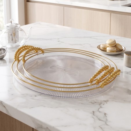 Lot de 3 Plateaux de Service Ovales en Plexiglass