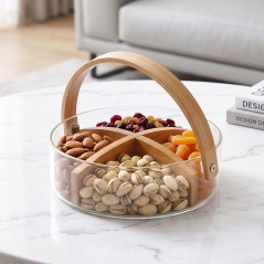 Porte Fruits Secs avec Compartiments en Bois 18 cm