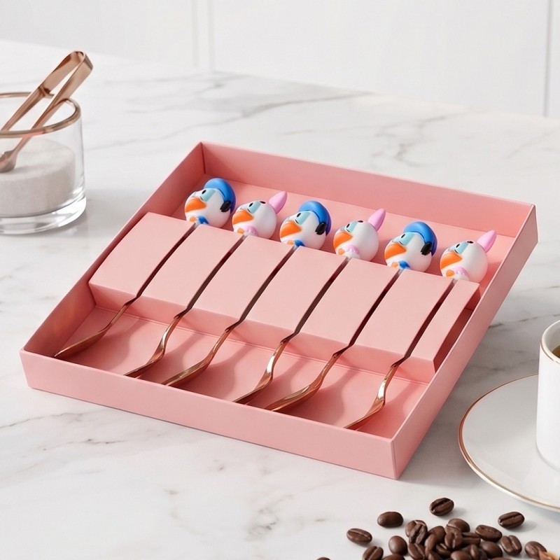 Coffret 6 Pièces – 3 Cuillères & 3 Fourchettes à Dessert Canard