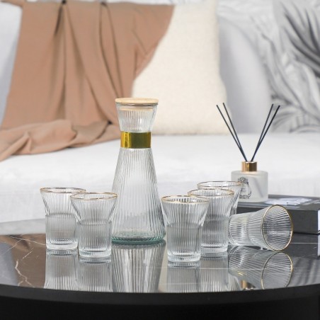Service à Eau 7 Pièces en Verre Strié