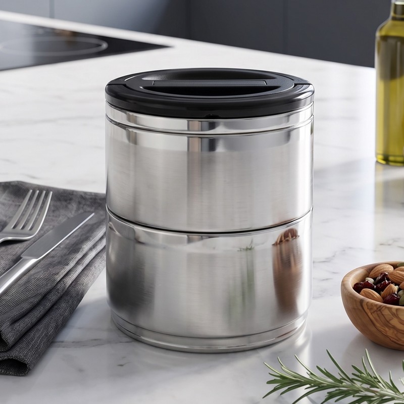 Lunch Box Isotherme 2 Niveaux en Acier Inoxydable Lunch Box Isotherme 2 Niveaux en Acier Inoxydable