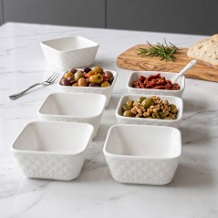 Lot de 6 Bols Carrés en Céramique