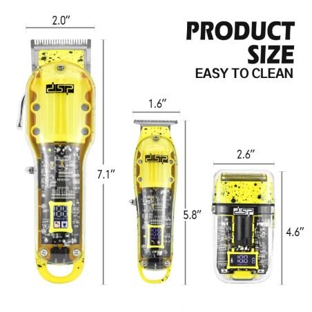 Kit Tondeuse & Rasoir Professionnel 3-en-1 8W Jaune – DSP 80105