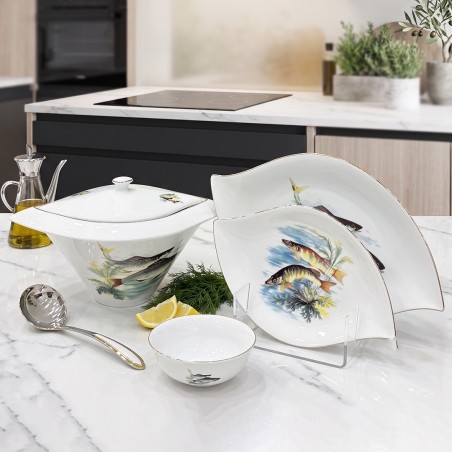 Service à Poisson en Porcelaine 29 Pièces – Décor Poisson