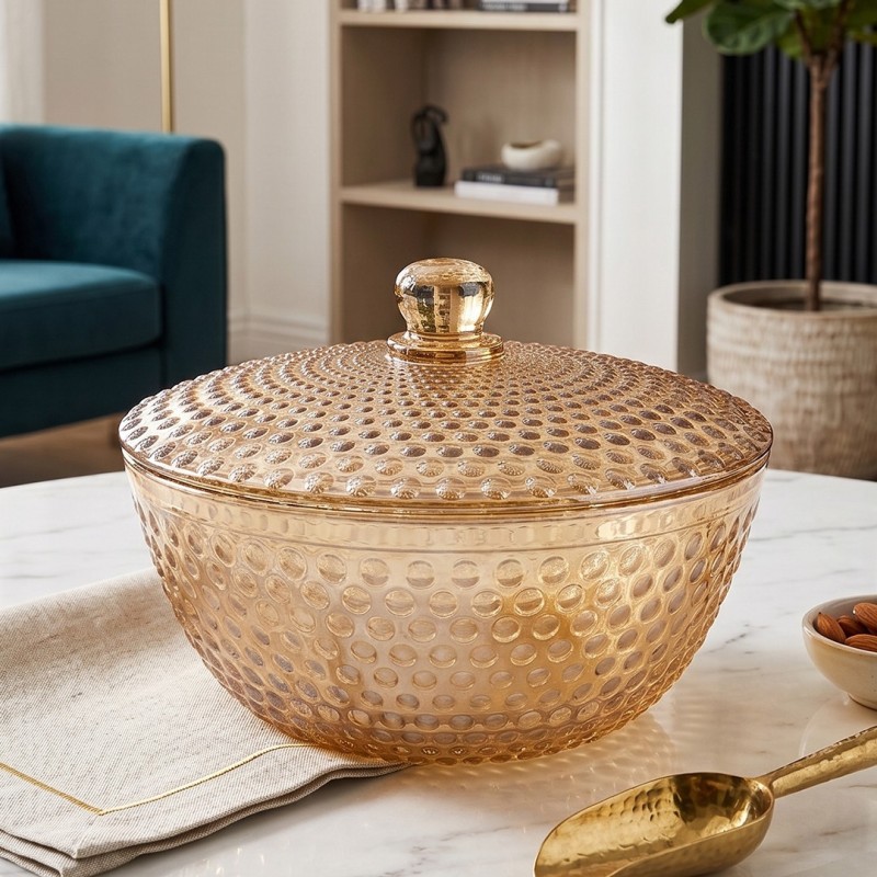 Bonbonnière Ronde en Verre avec Couvercle Bonbonnière Ronde en Verre avec Couvercle