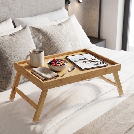 Plateau de Lit Pliable en Bois 40×30 cm
