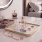 Plateau Miroir Carré 25 cm avec Bordure Dorée Plateau Miroir Carré 25 cm avec Bordure Dorée