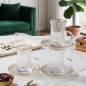 Service à Thé 12 Pièces en Verre avec Bord Doré Service à Thé 12 Pièces en Verre avec Bord Doré