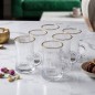 Service à Thé 6 Pièces en Verre Strié avec Bord Doré Service à Thé 6 Pièces en Verre Strié avec Bord Doré