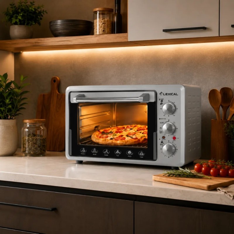 Four Électrique 36L 1600W avec Tournebroche - Lexical LOV-2938 Gris Four Électrique 36L 1600W avec Tournebroche - Lexical LOV-2938 Gris
