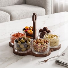 Organisateur de Table 4 Pots en Verre avec Support
