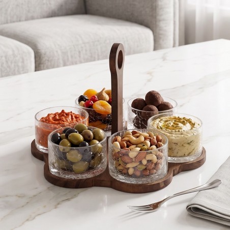 Organisateur de Table 4 Pots en Verre avec Support