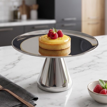 Porte-Gâteau Rond en Acier Inoxydable 20 cm