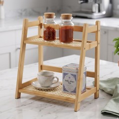 Support Petit Déjeuner 2 Étages en Bambou