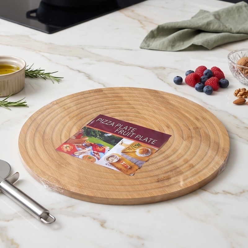 Plateau de Service Rond en Bambou 30 cm