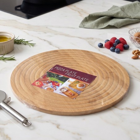 Plateau de Service Rond en Bambou 30 cm