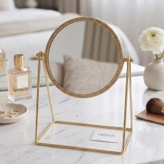 Miroir de Table Rond sur Support Métallique