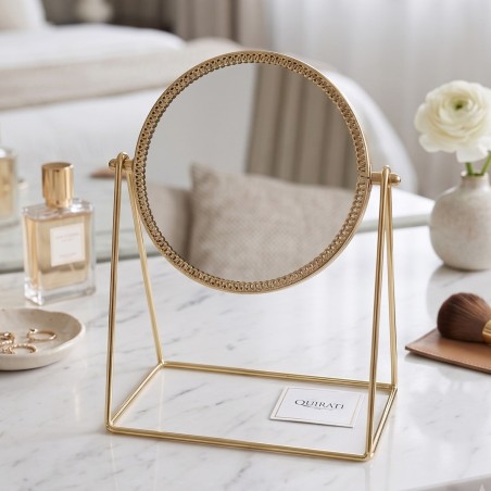 Miroir de Table Rond sur Support Métallique
