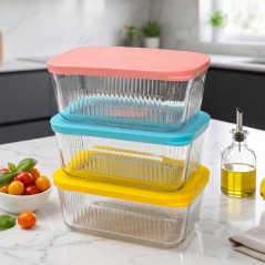 Ensemble de 3 Boîtes Alimentaires en Verre avec Couvercles Colorés