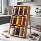 Porte-Épices 9 Pots en Verre avec Support en Bambou