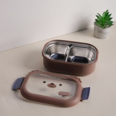 Lunch Box avec Compartiments en Inox Marron
