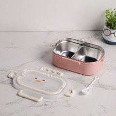 Lunch Box à 3 Compartiments en Inox Rose