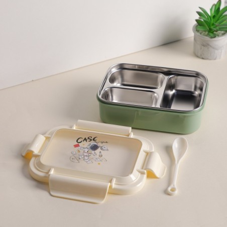 Lunch Box avec Compartiments en Inox Vert