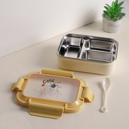 Lunch Box à 3 Compartiments en Inox Jaune