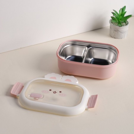 Lunch Box avec 2 Compartiments Inox Rose