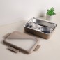 Lunch Box avec Compartiments en Inox Marron Lunch Box avec Compartiments en Inox Marron