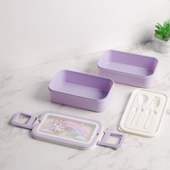 Lunch Box 2 Niveaux avec Couverts Violet