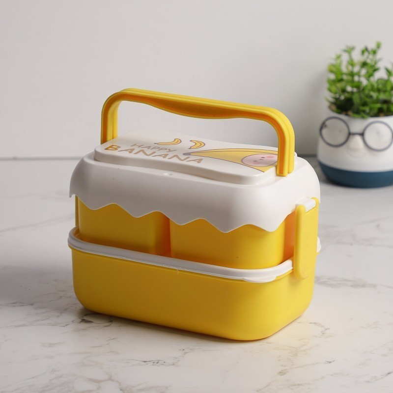 Lunch Box 2 Niveaux avec Couverts Jaune Lunch Box 2 Niveaux avec Couverts Jaune