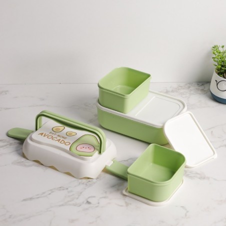 Lunch Box 2 Niveaux avec Couverts Vert