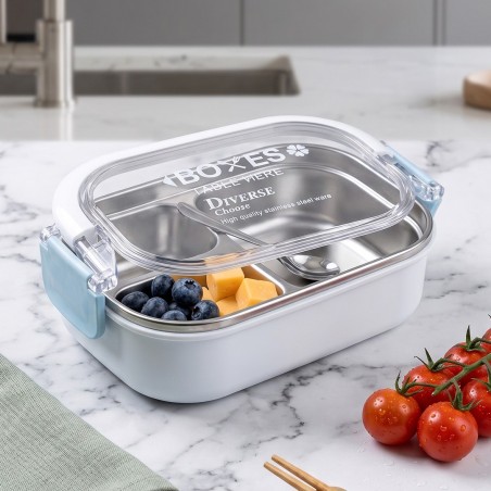 Lunch Box à 2 Compartiments en Inox Bleu