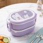Lunch Box 2 Niveaux avec Couverts Violet