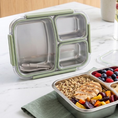 Lunch Box avec Compartiments Inox Vert