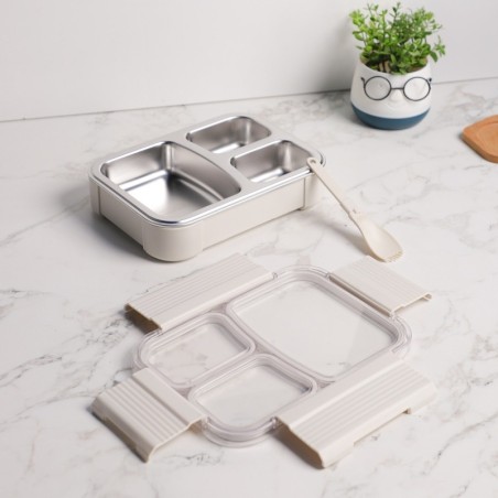 Lunch Box à 3 Compartiments en Inox Jaune