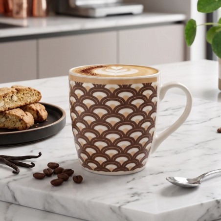 Mug en Céramique à Motifs Marron