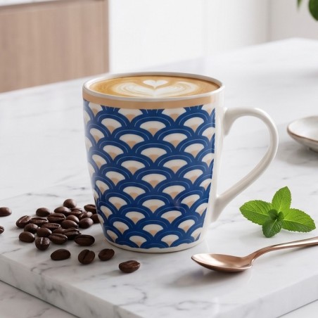 Mug en Céramique à Motifs Bleu