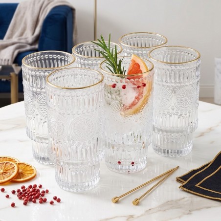 Service à Eau 6 Pièces en Verre Strié
