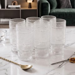 Service à Eau 6 Pièces en Verre Transparent