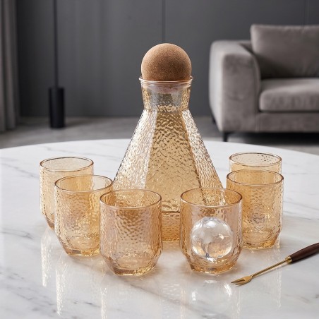 Service à Eau 7 Pièces en Verre Texturé