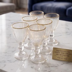 Lot de 6 Verres à Pied en Verre Strié