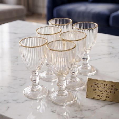 Lot de 6 Verres à Pied en Verre Strié