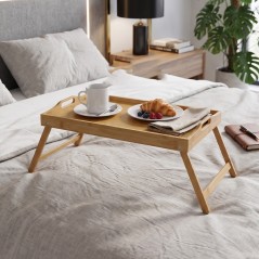 Plateau Petit Déjeuner Pliable en Bambou 50 x 30 cm