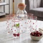 Service à Eau 7 Pièces en Verre Décor Cerise