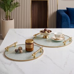 Set de 2 Plateaux Ronds en Verre 30 et 35 cm
